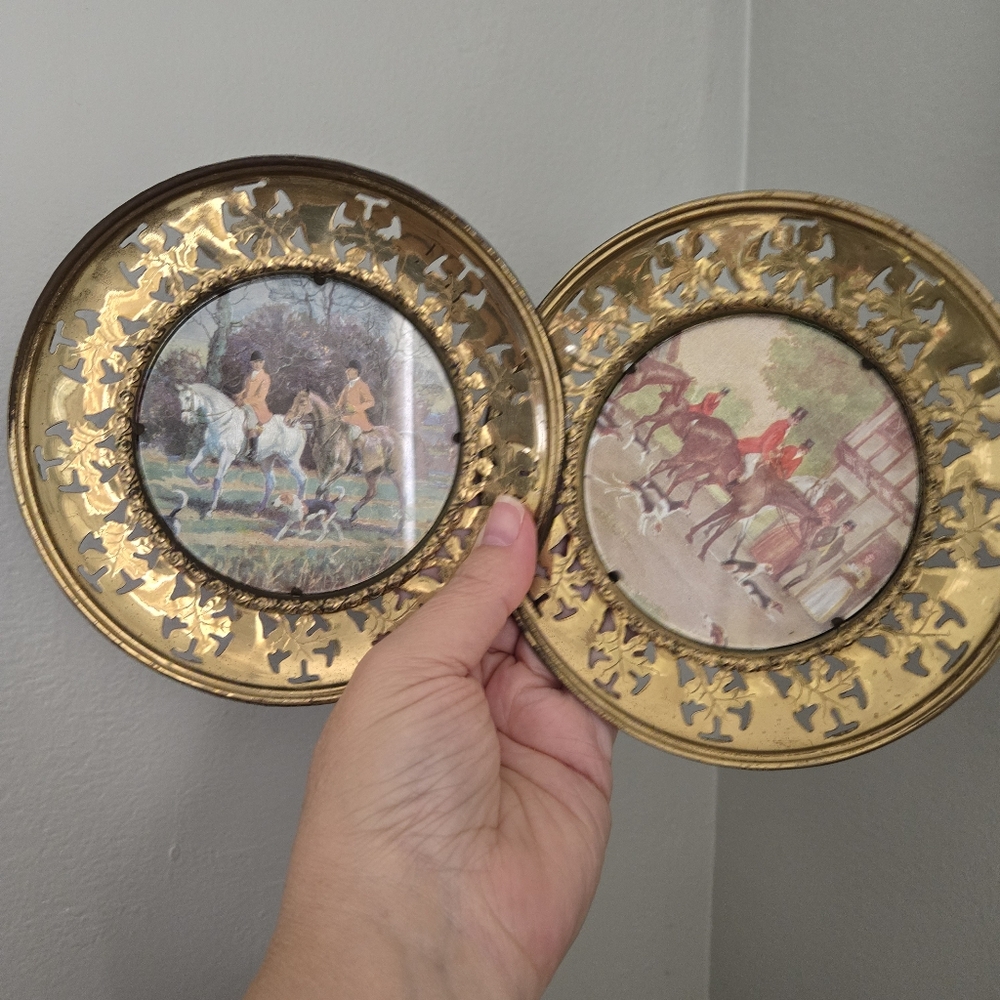 Vintage Solid Brass Foil Art Pictures